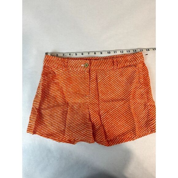 Michael Kors Orange Striped Dress Shorts 100% Linen-- Size 4 - Picture 2 of 9
